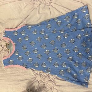 The Beaufort Bonnet Company Blue Fish Dress with Pink Trim